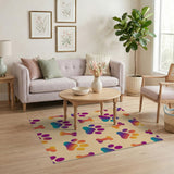 Rainbow Kids Cartoon Rainbow Paw Print Kids Area Rug