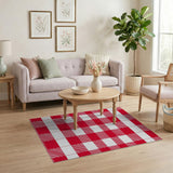 Classic Red Gingham Check Area Rug