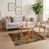 Abstract Orange Tree Geometric Area Rug