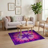 Purple Tie-Dye Mandala Area Rug