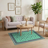 Teal Persian Archway Motif Area Rug