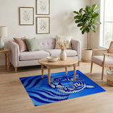 ODIKA Blue Tiger Graphic Art Washable Rug - Low Pile Non-Slip Modern Area Rug