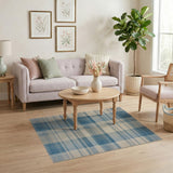 Navy Blue and Cream Plaid Woven Area Rug