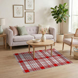Bold Red Checkered Plaid Area Rug