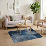 Navy Blue Tribal Patchwork Area Rug