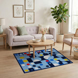 Bold Geometric Abstract Area Rug in Multi-Color