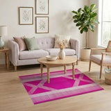 Vibrant Pink Diamond Geometric Area Rug