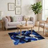 Bold Blue Brushstroke Abstract Area Rug