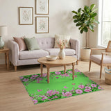 Pink Hibiscus Butterflies Floral Area Rug