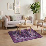 Vibrant Purple Persian Floral Area Rug