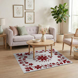 Red Floral Vintage Area Rug