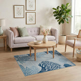 Blue Teal Coral Reef Coastal Area Rug