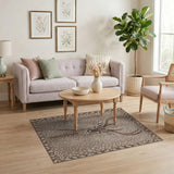 Beige Spotted Fawn Head Area Rug with Leaf Border