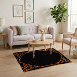 Bold Orange Tribal Border Area Rug