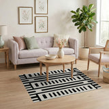 Black and White Bold Stripe Bold Black White Geometric Stripe Area Rug