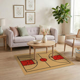 Basketball Court Outline Area Rug