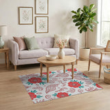 Red Floral Paisley Pattern Area Rug