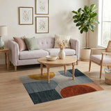 Abstract Curved Shapes Multi-Color Area Rug