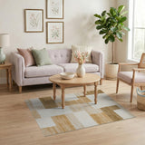 Tan Beige Geometric Block Area Rug