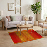 Bold Red-Orange Gradient Geometric Rug