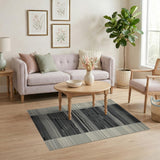 Wavy Striped Black White Geometric Rug