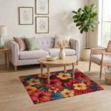 Vibrant Hibiscus Coastal Area Rug