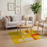 Vibrant Yellow Geometric Abstract Area Rug