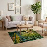 Sunlit Tree-Lined Path Area Rug