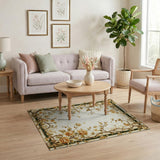 Vintage Floral Vine Border Area Rug