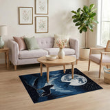 Wolf Howling at Moon Pixel Art Area Rug