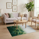 Layered Green Leaves Abstract Area Rug