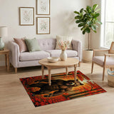Roaring Muscular Bear in Autumn Forest Rug