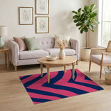 Bold Pink Navy Zigzag Area Rug