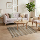 Tan Brown Striped Rustic Farmhouse Rug