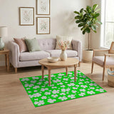 Whimsical White Shamrock Green Area Rug
