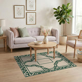 Intricate Green Persian Border Rug