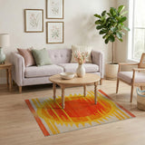 Southwestern Orange Radiant Sunburst Geometric Area Rug