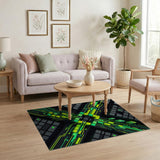 Neon Circuit Grid Geometric Area Rug