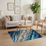 Ocean Waves Crashing Beach Area Rug