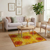 Vibrant Yellow Sunburst Southwestern Rug