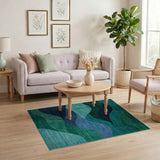 Abstract Area Blue and Teal Teal Blue Abstract Wave Area Rug