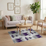 Purple Ornate Bell and Scroll Area Rug