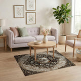 Ornate Gold Crown Shield Area Rug