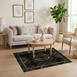 Geometric Modern Gold Swirl Geometric Area Rug