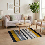 Multi-color and Patterns Bold Yellow Black Striped Area Rug