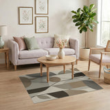 Geometric Leaf Abstract Area Rug Beige Neutral