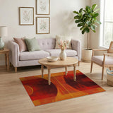 Fiery Red Geometric Abstract Area Rug