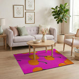 Hot Pink Cherry Fruit Pattern Area Rug