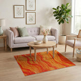 Bold Orange Wavy Geometric Area Rug