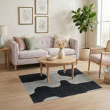 Black White Organic Abstract Area Rug